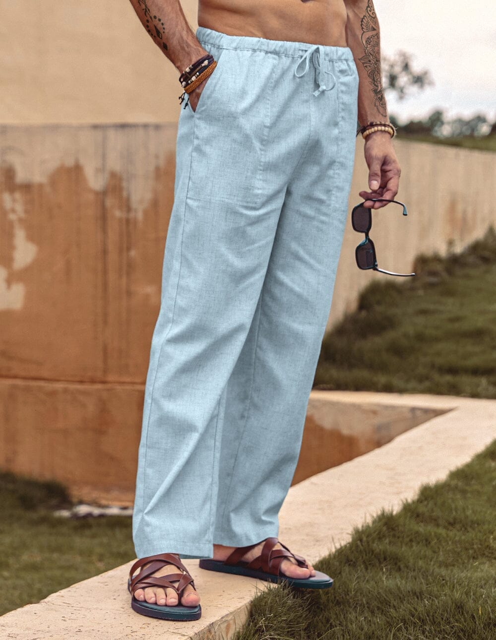 Linen Style Elastic Waist Yoga Pants (US Only)