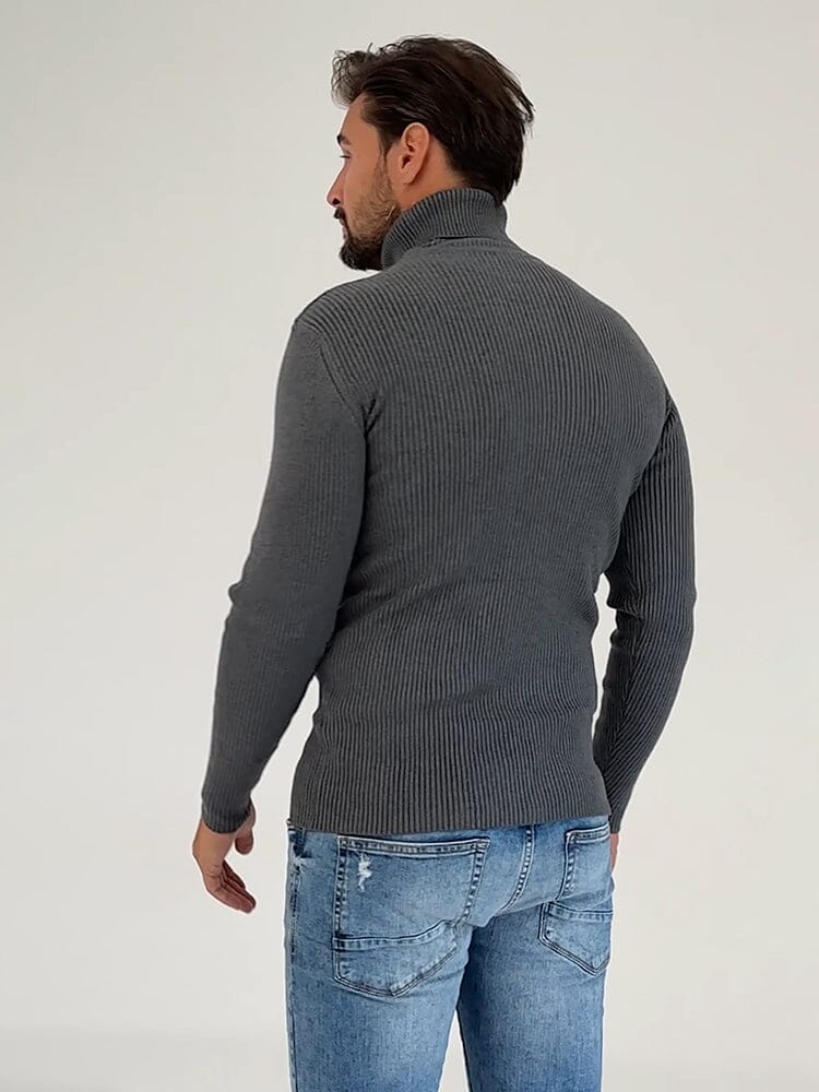 Ribbed Slim Fit Knitted Pullover Turtleneck Sweater (US Only)