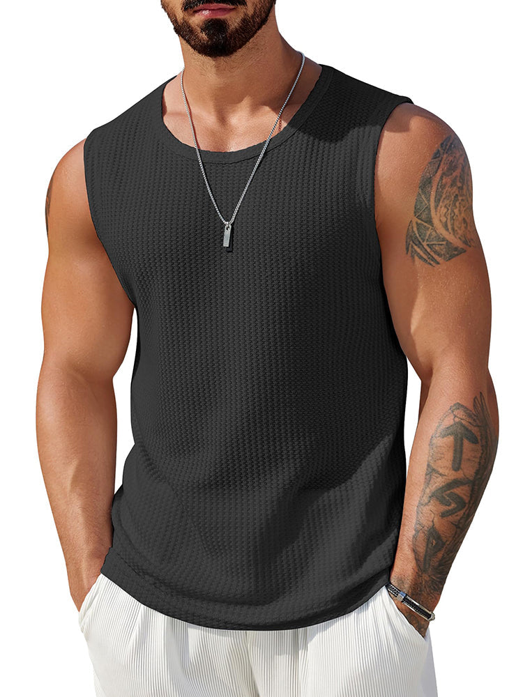 Casual Waffle Knit Muscle Tank Top (US Only)