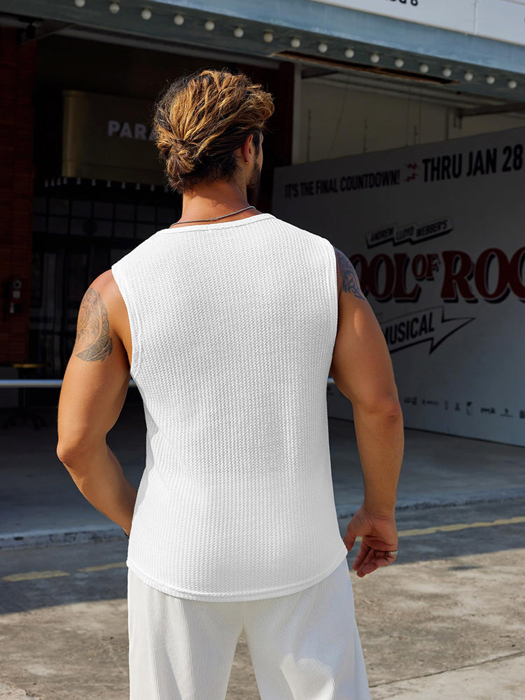 Casual Waffle Knit Muscle Tank Top (US Only)