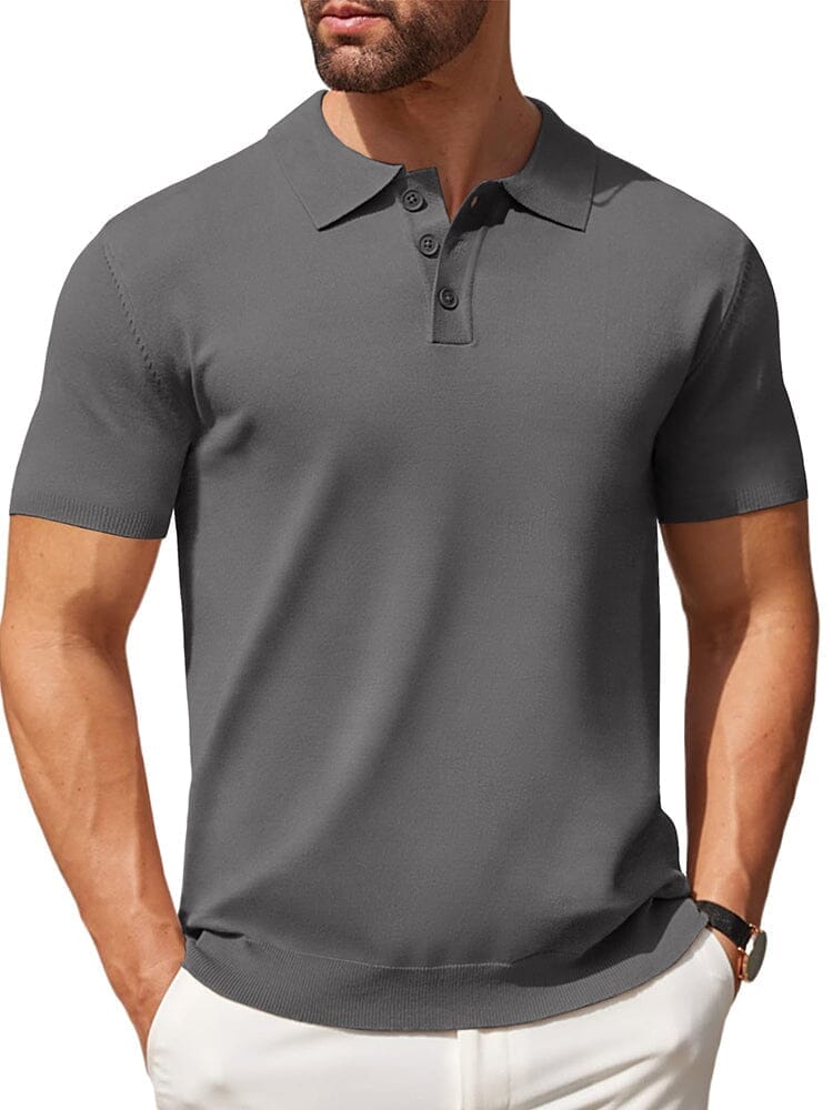 Classic Solid Color Knit Polo Shirt (US Only)