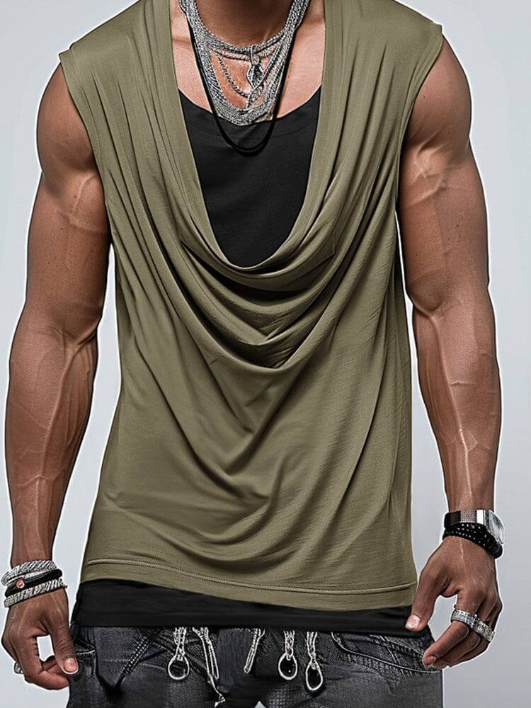 Trendy Drape Collar Sleeveless Top