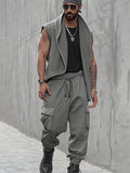 Unique Open Front Asymmetric Vest Pants Set