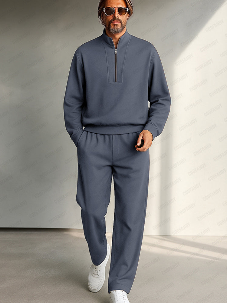 Minimalist Mock Neck Top Straight Pant Set
