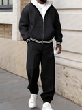 Sporty Street Style Hooded Jacket Set