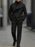 Stylish Asymmetry Design Blazer Pants Set
