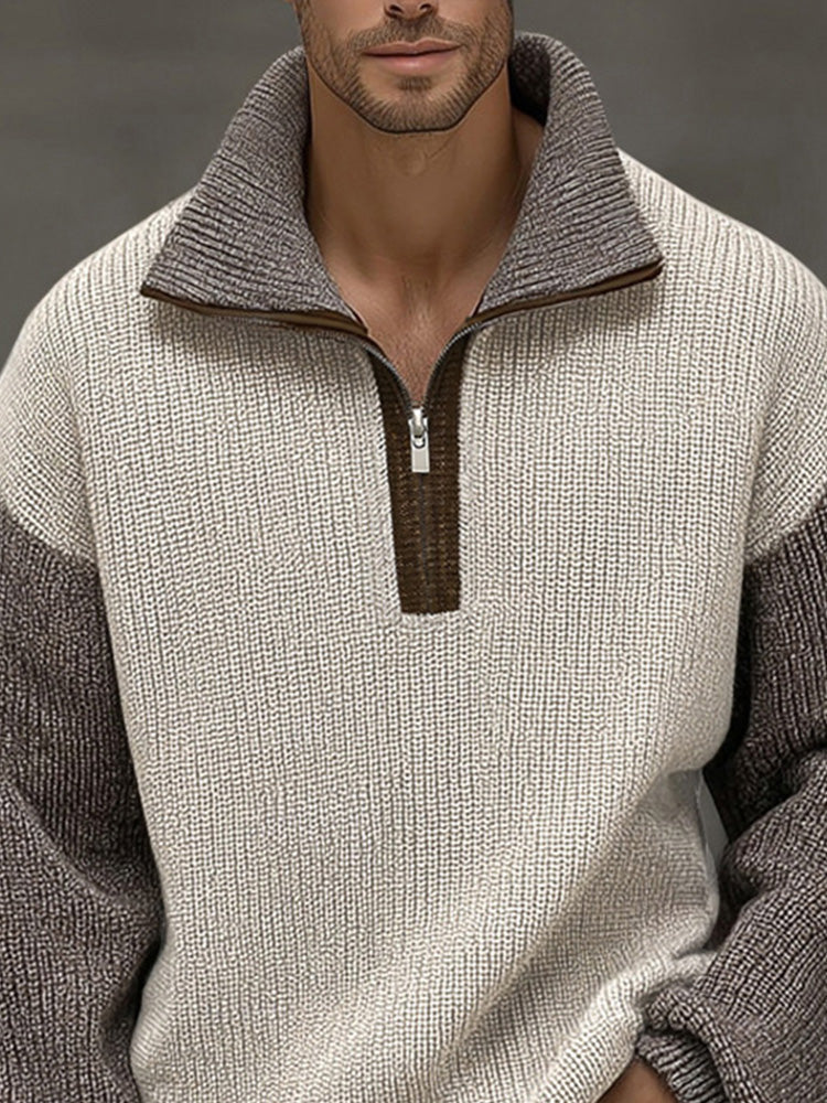 Unique Contrast Color Pullover Sweater