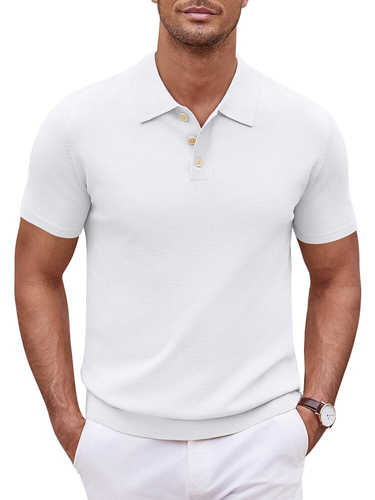 Classic Solid Color Knit Polo Shirt (US Only)