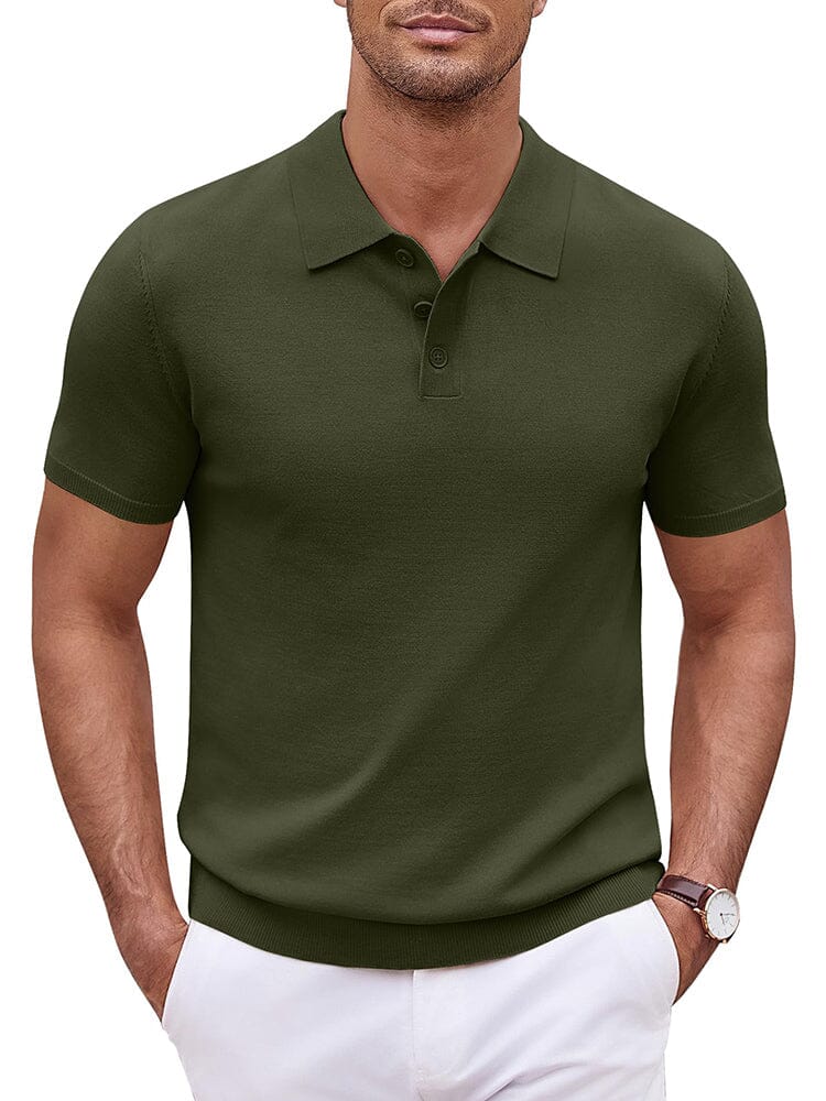 Classic Solid Color Knit Polo Shirt (US Only)