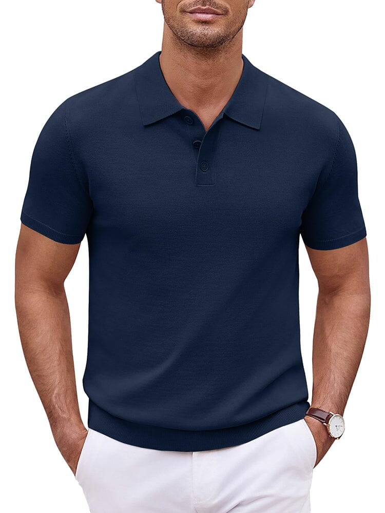 Classic Solid Color Knit Polo Shirt (US Only)