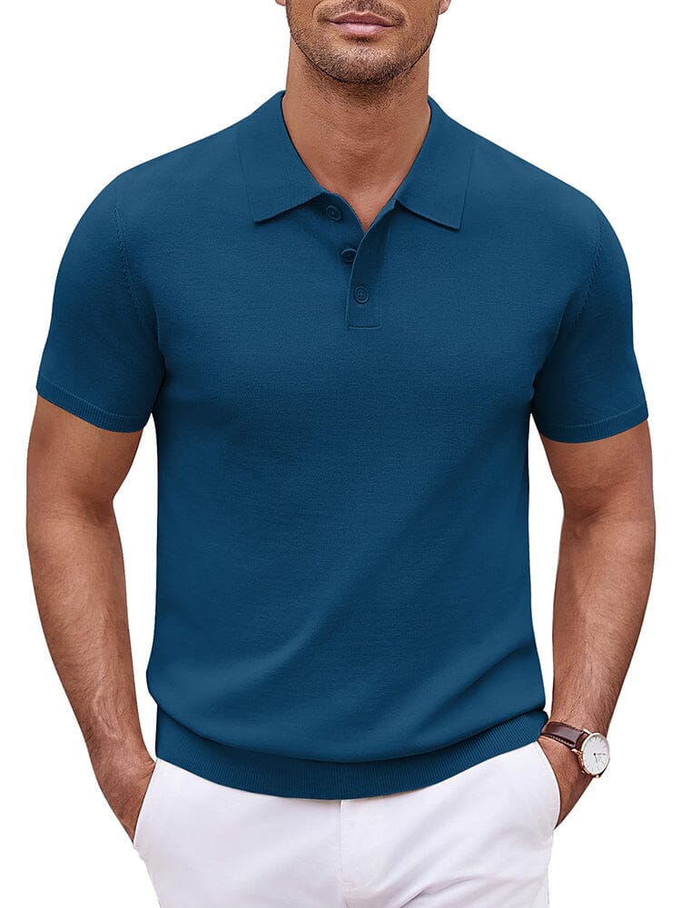 Classic Solid Color Knit Polo Shirt (US Only)