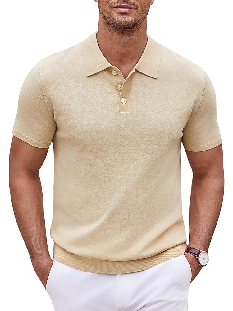 Classic Solid Color Knit Polo Shirt (US Only)
