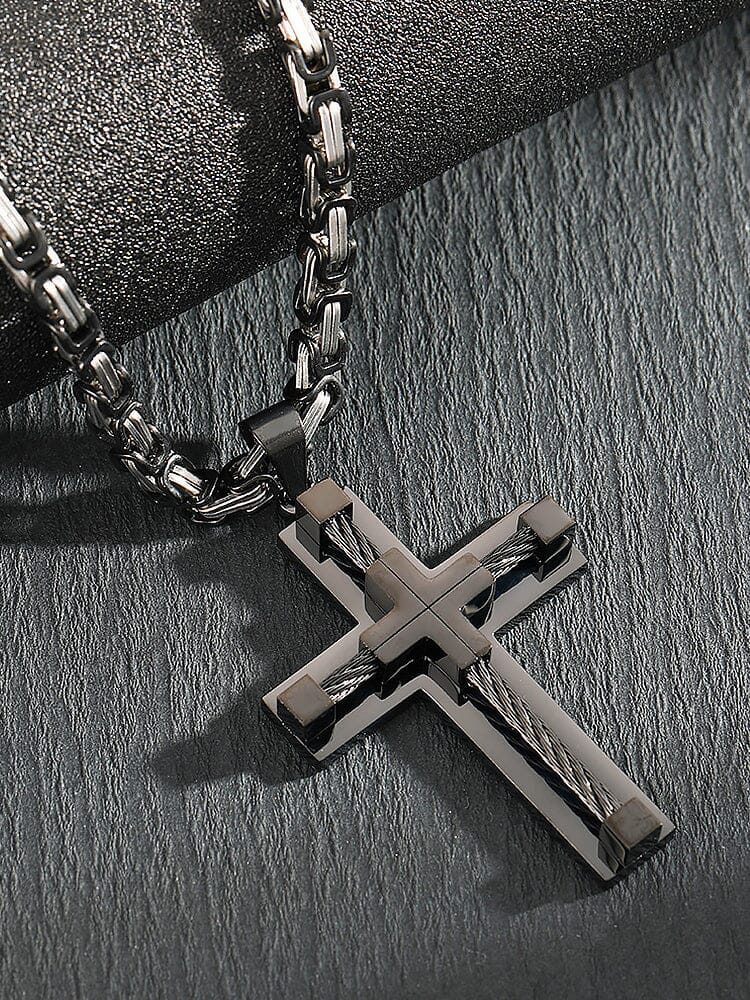 Gothic Alloy Cross Pendant Necklace