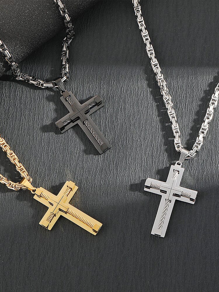 Gothic Alloy Cross Pendant Necklace