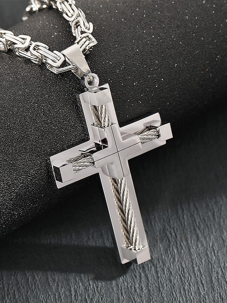 Gothic Alloy Cross Pendant Necklace