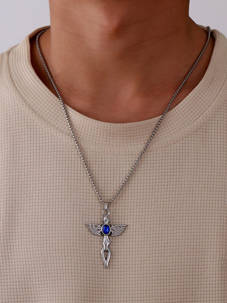 Angel Wing Cross Pendant Necklace