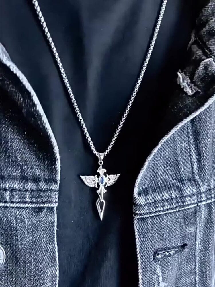 Angel Wing Cross Pendant Necklace