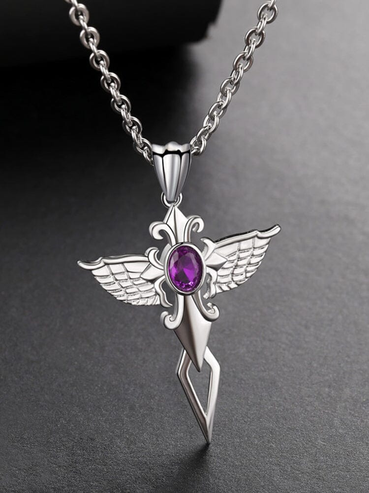 Angel Wing Cross Pendant Necklace