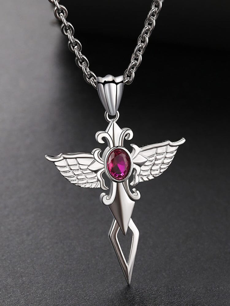 Angel Wing Cross Pendant Necklace