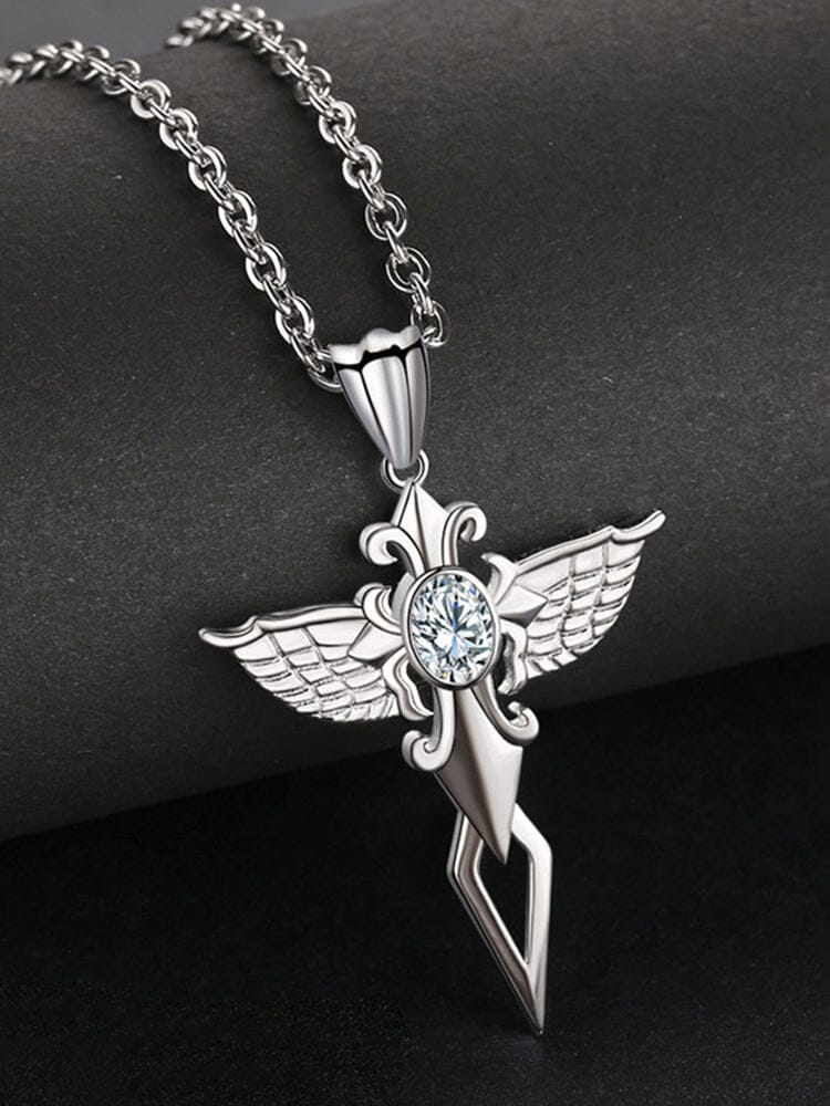 Angel Wing Cross Pendant Necklace
