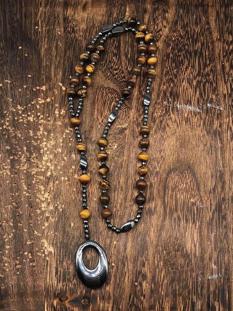 Natural Stone Cross Pendant Necklace
