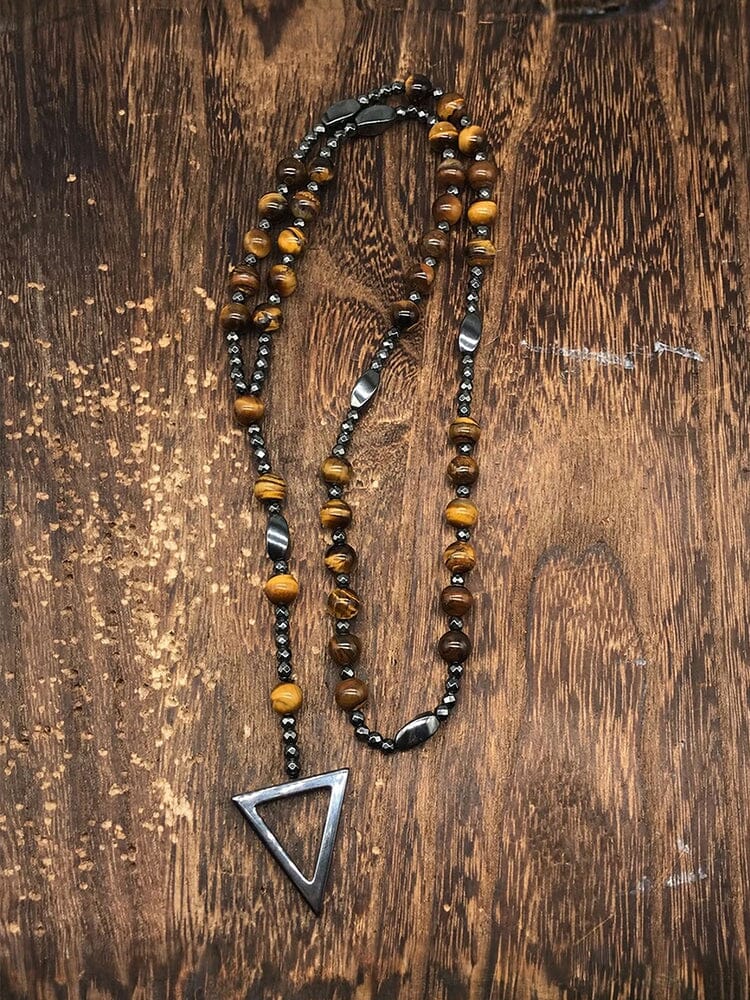 Natural Stone Cross Pendant Necklace