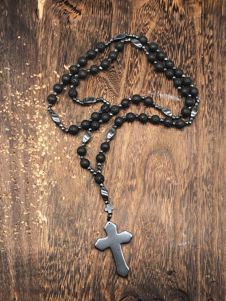 Natural Stone Cross Pendant Necklace