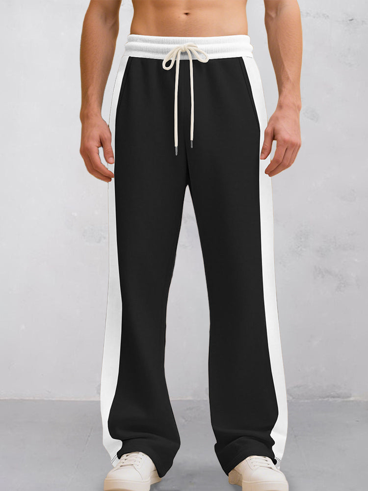 Casual Contrast Color Drawstring Jogger Pants