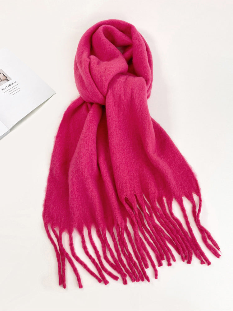 Soft Thick Mohair Tassel Scarf