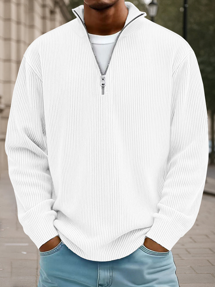 Casual Stand Collar Corduroy Sweatshirt
