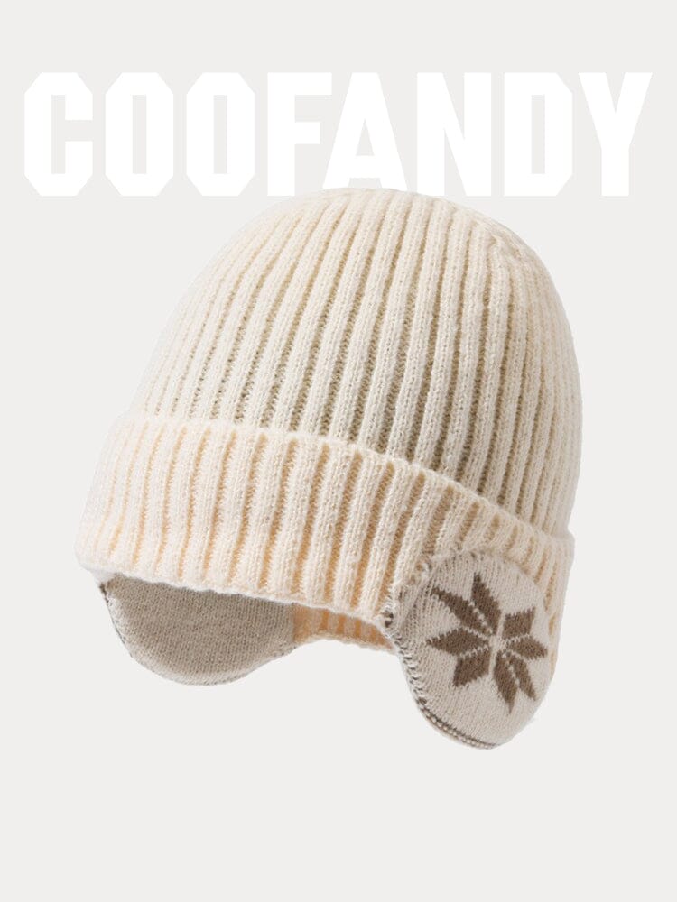 Warm Earflaps Knit Cuffed Beanie