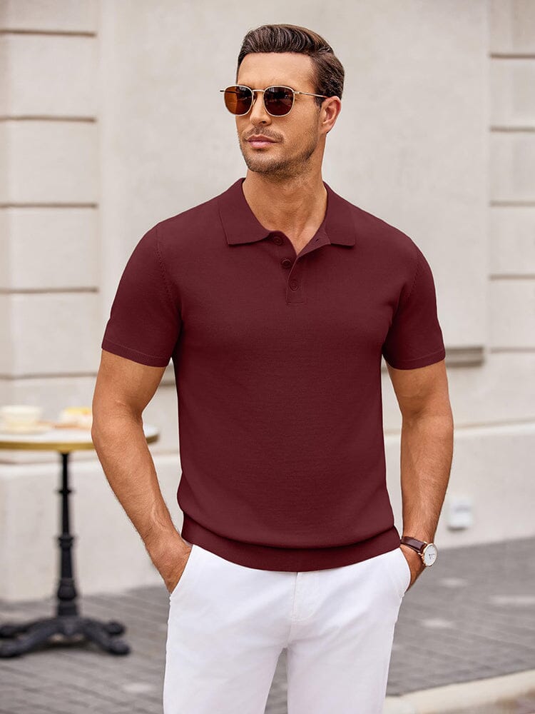 Classic Solid Color Knit Polo Shirt (US Only)