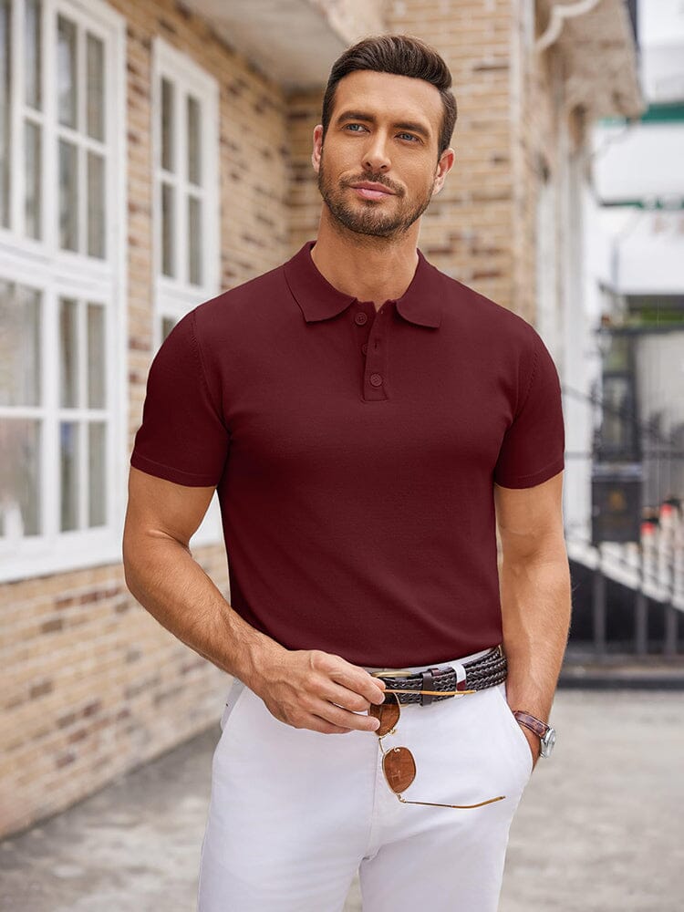 Classic Solid Color Knit Polo Shirt (US Only)